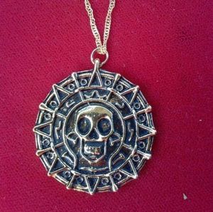 Aztec coin necklace, antique gold plated